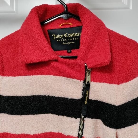 Juicy Couture Black Label Sherpa Teddy Bear Y2K Satin Lined Jacket Medium NWOT - Picture 5 of 16